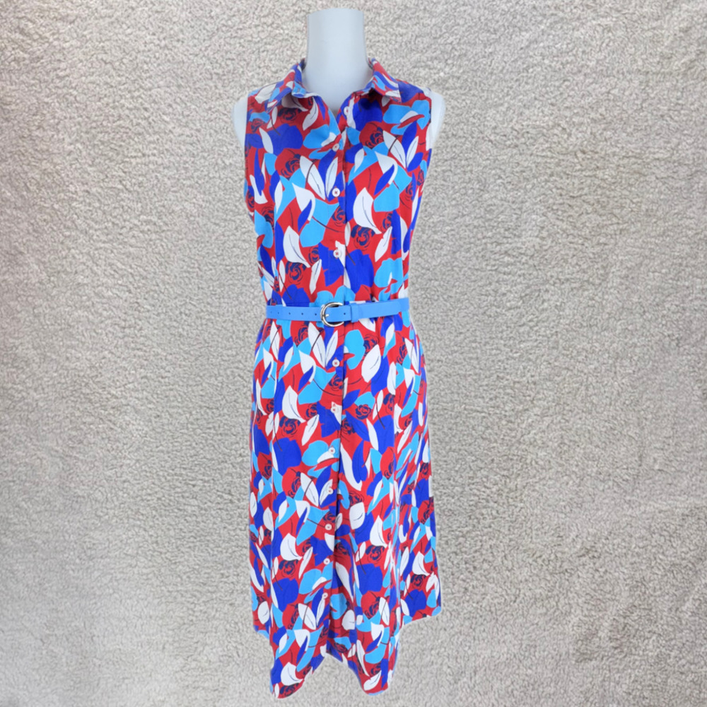 Untuckit for her Faye Dress Shirt 16 Midi Sleeveless Belted Button Up Pockets